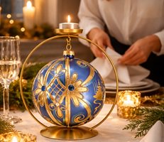 Stor blå julekugle glas i elegant gaveæske fra maxgaver.dk – perfekt julegave